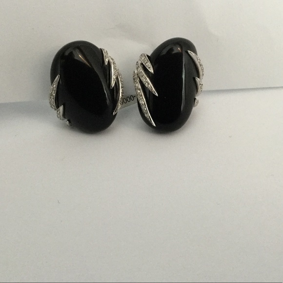 Luca Carati Black Onyx And Diamond Earrings - Picture 3 of 4